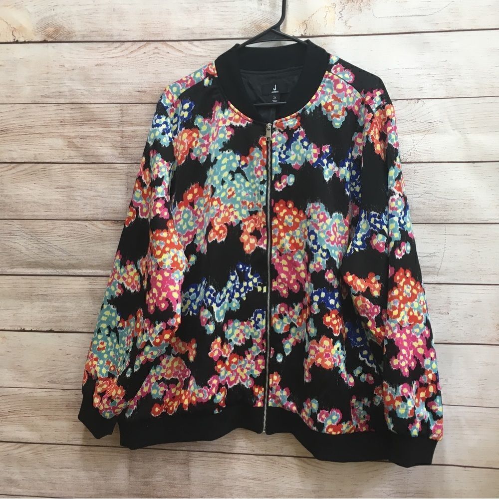 JASON WU‎ FLORAL PRINT BOMBER JACKET IN BLACK